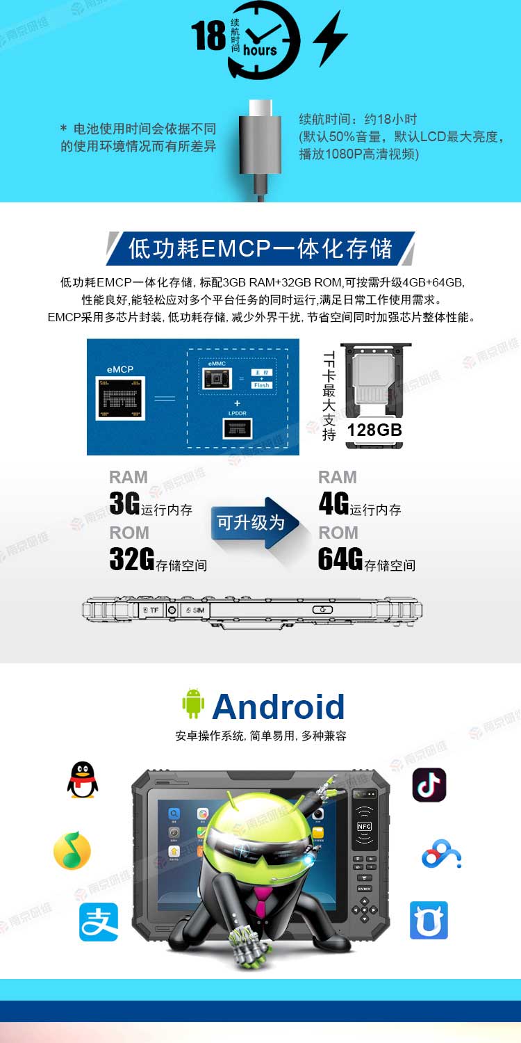 10寸手持終端三防平板電腦